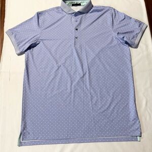 Men's GREYSON Golf Blue Polka Dot Polo Shirt with UHC Logo Size XL